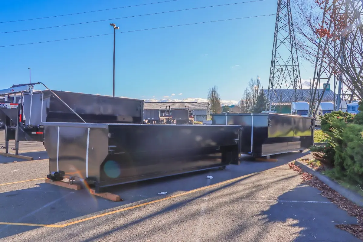 Roll-off dumpster ready for waste disposal at job site for Yard Waste Dumpster Rental in Moyock